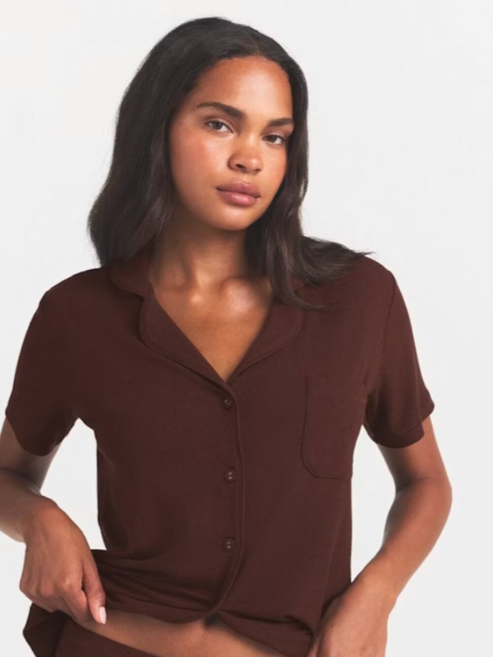 SKIMS Soft Lounge Ribbed Sleep Top Cocoa Size S